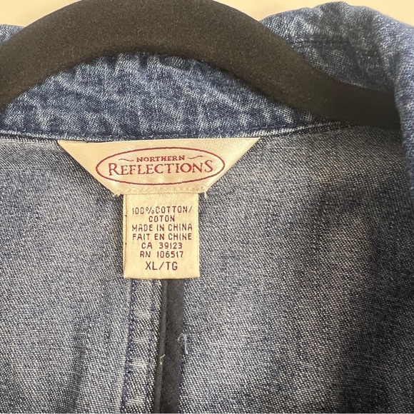 Vintage Northern Reflections Embroidered Denim Blazer Jacket size xl - Picture 5 of 7